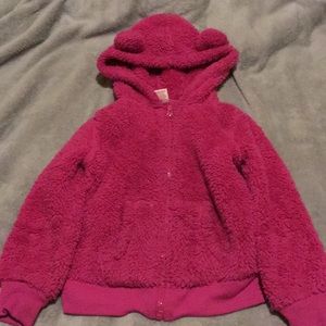 Girls pink fuzzy bear jacket Sz 5